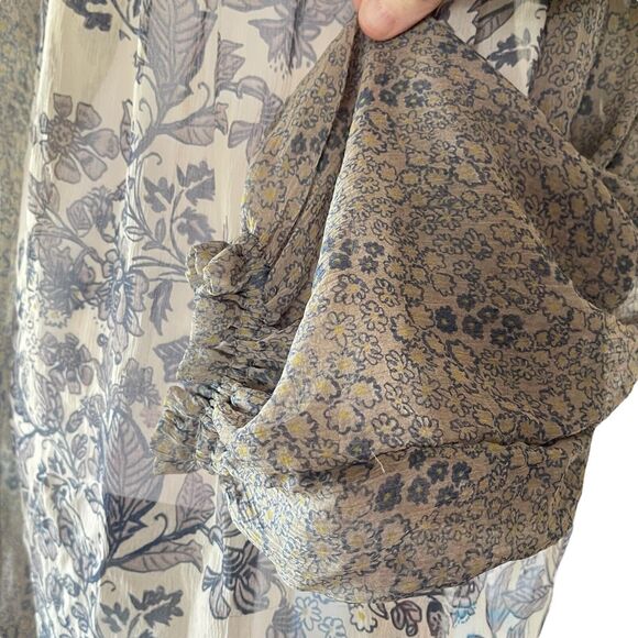 Free People Hendrix Blouse Peasant SemiSheer Boho Festival SIZE XS Floral Tassel - Picture 5 of 12